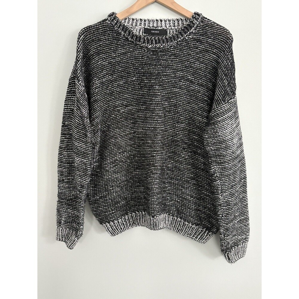 Forever 21 Black White Knit Sweater Pullover Women's Size Large